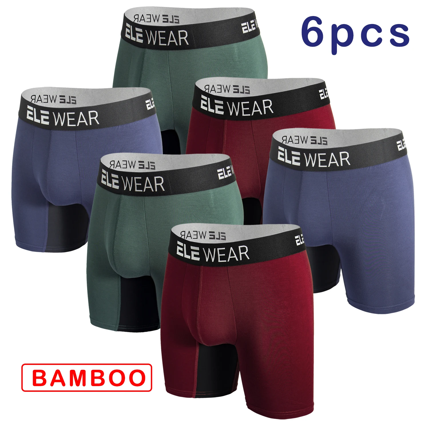 Bamboo Fiber Trunk - 6 szt. Bambusowe bokserki męskie, oddychające