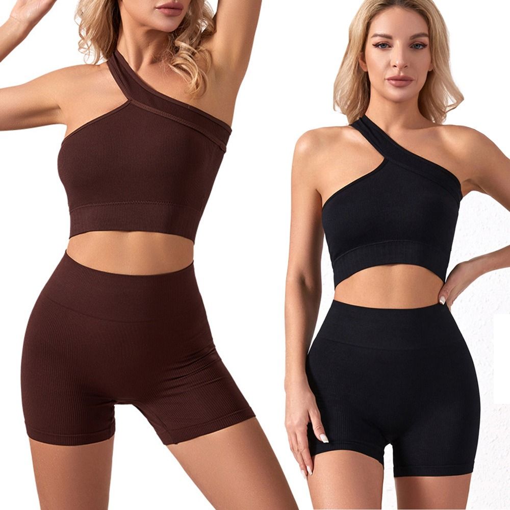 Tank Top Ribbed - 2-częściowy zestaw sportowy dla kobiet, bezszwowy,